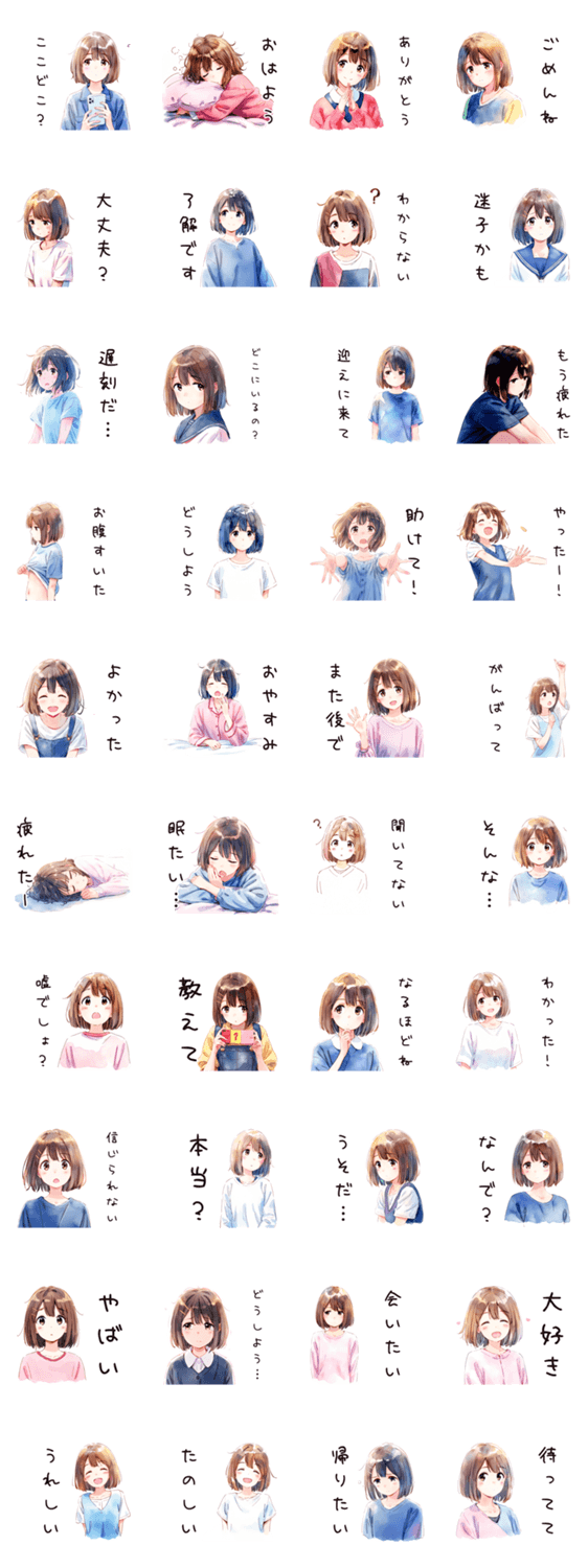 ふつうの女の子の困った待ち合わせのスタンプ詳細
