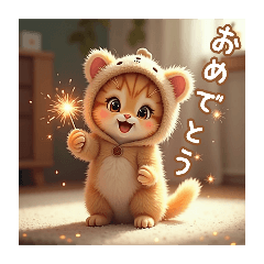 [LINEスタンプ] ミルクティ色のクマのキグルミ子猫ちゃん