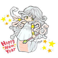 [LINEスタンプ] 干支巳メドゥーサ娘っ子2025verの画像（メイン）