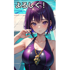 [LINEスタンプ] カラフルなブドウ風水着女子の画像（メイン）