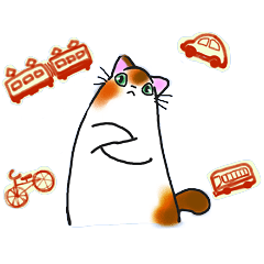 [LINEスタンプ] 和風猫＜待ち合わせ＞