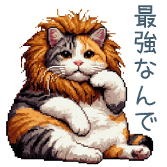 [LINEスタンプ] 強気なライオンたてがみ三毛猫【日常会話】