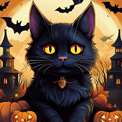 [LINEスタンプ] ハッピーハロウィン黒猫 キッキ