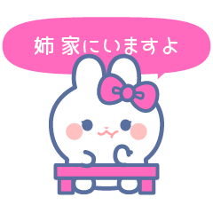 [LINEスタンプ] 仲良し！！家族！！うさぎ 姉 ぴんく