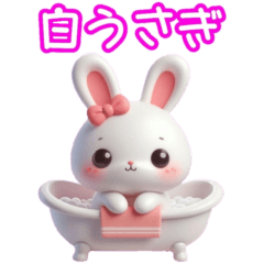 [LINEスタンプ] かわいい 白うさぎ