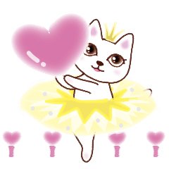 [LINEスタンプ] 動く白ねこミュウLife・バレエクラス