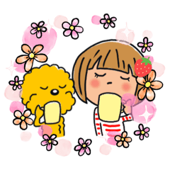 [LINEスタンプ] 女の子とスタンダードプードルの日常会話。