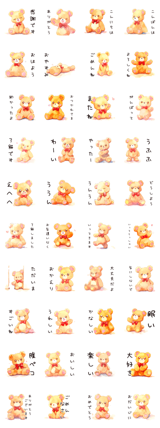 感謝の気持ち！やさしいくまのスタンプ詳細