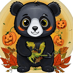 [LINEスタンプ] ハッピーハロウィン黒パンダ キッキ