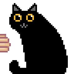 [LINEスタンプ] 奇妙な黒猫 (pixel)