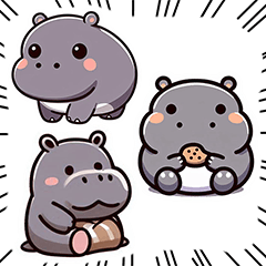 [LINEスタンプ] 可愛いカバ カバの赤ちゃん カバの絵画 新