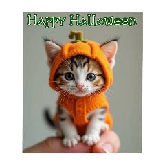 [LINEスタンプ] 指に乗るちっちゃい子猫のハロウィン…他