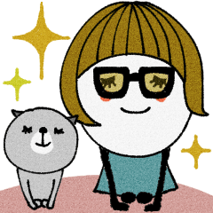 [LINEスタンプ] mottoの大人ぱっつんボブ♡メガネとねこ