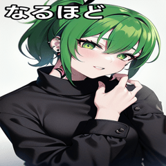 [LINEスタンプ] ピアス タトゥー女の子緑3