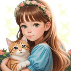 [LINEスタンプ] 猫が大好き女の子♡文字なしの画像（メイン）