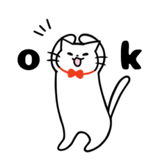 [LINEスタンプ] 赤いリボンの白い猫