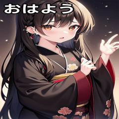 [LINEスタンプ] 武術ピアス和風女の子茶の画像（メイン）