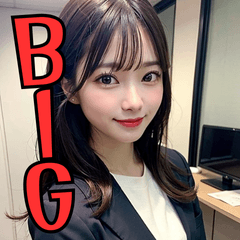 [LINEスタンプ] 【BIG】職場の可愛い女性社員と夢の会話の画像（メイン）