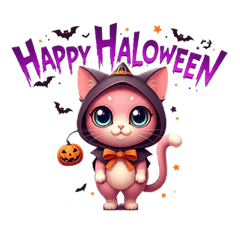 [LINEスタンプ] ハロウィン・ピンクとパープル猫が仮装