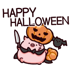 [LINEスタンプ] ハロウィンのぶた