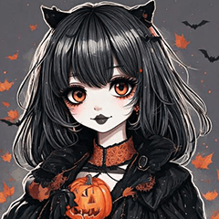 [LINEスタンプ] ハッピーハロウィン黒美少女