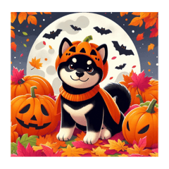 [LINEスタンプ] 黒柴犬のハロウィン