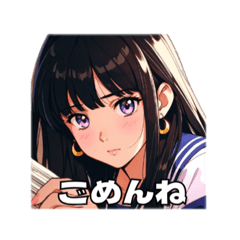 [LINEスタンプ] 黒髪女の子の日常会話スタンプ