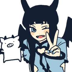 [LINEスタンプ] うごく！天使と悪魔とぶたさんと