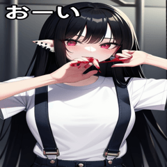 [LINEスタンプ] ブラックピアススプラッターガール