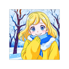 [LINEスタンプ] 文字なし*アニメ*雪の中の可愛い女子