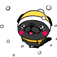 [LINEスタンプ] 黒パグのくう〜6。冬