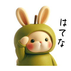 [LINEスタンプ] うさぎが青リンゴをかぶってみた3