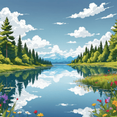 [LINEスタンプ] 穏やかで美しい湖の風景