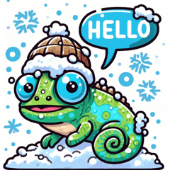 [LINEスタンプ] 雪の中のカメレオン@SFW