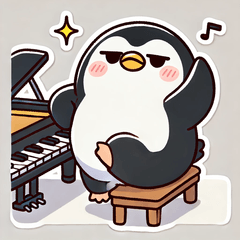 [LINEスタンプ] がんばり屋ペンギンのピアノチャレンジ！2