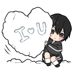 [LINEスタンプ] 黒 パーカーくん⑭