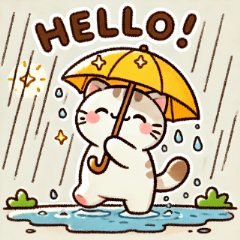 [LINEスタンプ] 雨の日が好きなニャンコ