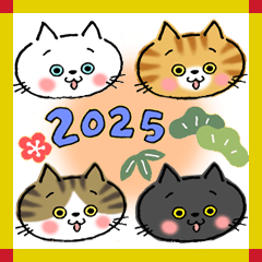 [LINEスタンプ] 2025 お正月ネコ①繋がるヘビ