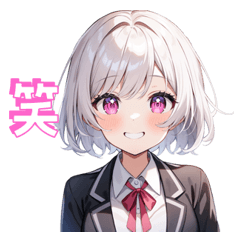 [LINEスタンプ] 白髪ボブ子6（日本語）