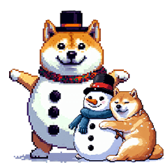 [LINEスタンプ] 冬を楽しむふとっちょ柴犬 雪だるま