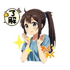 [LINEスタンプ] ポニーテール少女_茶髪