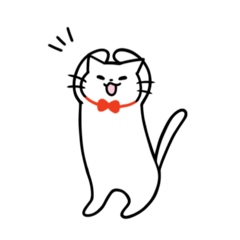 [LINEスタンプ] 赤いリボンの白い猫 (文字なし)