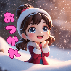 [LINEスタンプ] 雪の微笑みガール