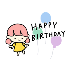 [LINEスタンプ] おちびガール HAPPY BIRTHDAY お誕生日祝い