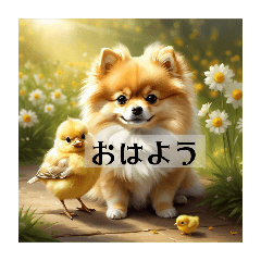 [LINEスタンプ] ポメとヒヨコのファンタジー