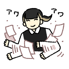 [LINEスタンプ] ばたばたの3人(仕事でも使える)