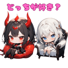 [LINEスタンプ] 天使と悪魔のキュートバトル