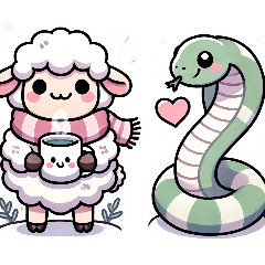 [LINEスタンプ] 迷えるひつじとヘビの新年コレクション