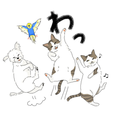 [LINEスタンプ] 犬猫インコのすこぶる楽しい生活