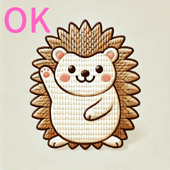 [LINEスタンプ] 刺繍のハリネズミ